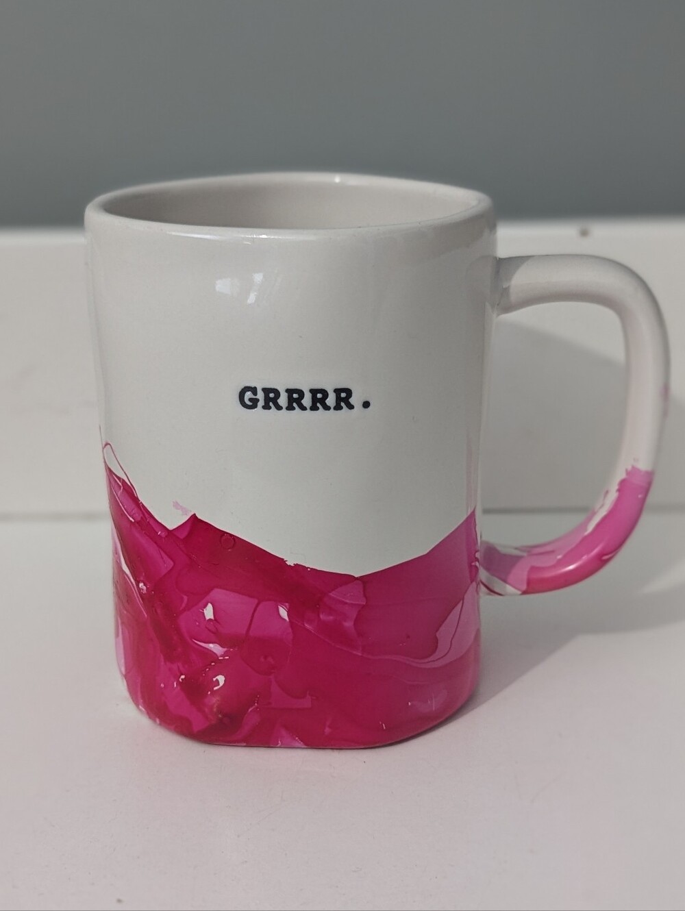 Rae Dunn Artisan Collection Pink Marbled Mug Rustic Shape
